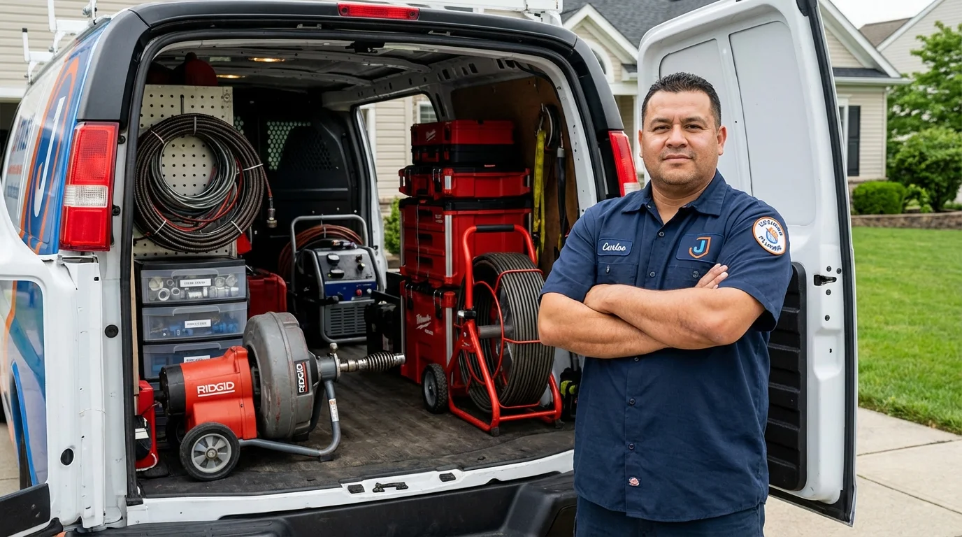 Professional drain cleaning equipment and Johns Plumbing LLC plumber in Loup City